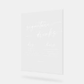 Boho Chic White Clear Wedding Signature Drinken Acryl Bord (Hoek)