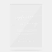 Boho Chic White Clear Wedding Unplugged Ceremony Acryl Bord (Voorkant)