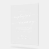 Boho Chic White Clear Wedding Unplugged Ceremony Acryl Bord (Hoek)