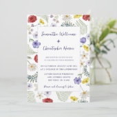 Boho Chic Wild Flower Waterverf Wedding Kaart (Staand voorkant)