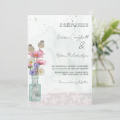 Boho Chic Wild Flower Waterverf Wedding Kaart (Staand voorkant)