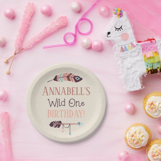 Boho Chic Wild ONE Girly Birthday Party Papieren Bordje (Feest)