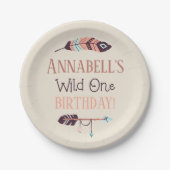 Boho Chic Wild ONE Girly Birthday Party Papieren Bordje (Voorkant)