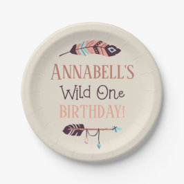 Boho Chic Wild ONE Meisjes Verjaardagsfeestje Papieren Bordje