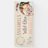 Boho Chic Wild ONE Meisjes Verjaardagsfeestje Spandoek (Verticaal)