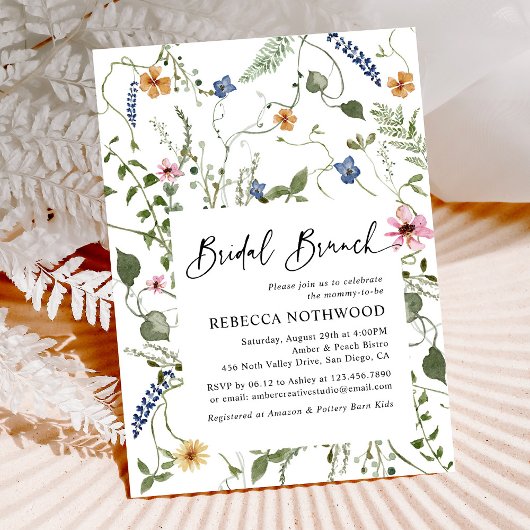 Boho Chic Wildbloemen Bridal Brunch Uitnodiging