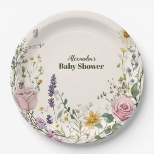 Boho Chic Wilde Bloem Baby Borrel Papieren Bordje