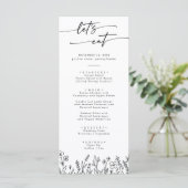 Boho Chic Wilde Bloem Bedankt en Trouwen Menu (Staand voorkant)