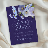 Boho Chic Wilde Bloem Bloemstuk Navy Blauwe Trouwd Save The Date