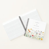 Boho Chic Wilde Bloem Bruiloft Gastboek Notitieboek (Binnen)