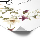 Boho Chic Wilde Bloem Bruiloftsborrel Welkom  Poster (Hoek)