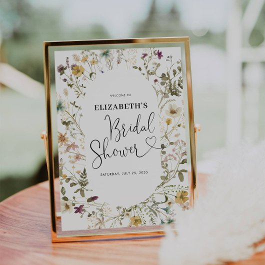 Boho Chic Wilde Bloem Bruiloftsborrel Welkom  Poster