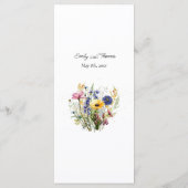 Boho Chic Wilde Bloem Eenvoudige Trouwdag Menu (Achterkant)