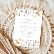 Boho Chic Wilde Bloem Huwelijksuitnodiging