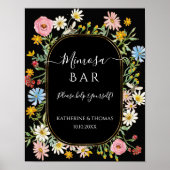 Boho Chic Wilde Bloem Krans Mimosa Bar Bericht Poster (Voorkant)