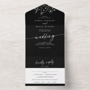 Boho Chic Wilde Bloem Maaltijdkeuze RSVP Trouwen All In One Uitnodiging