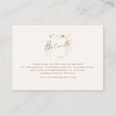 Boho Chic Wilde Bloem Minimalistische QR-code Huwe Informatiekaartje (Voorkant)