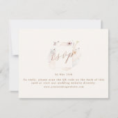 Boho Chic Wilde Bloem QR Code Trouwkaart RSVP Kaartje (Voorkant)