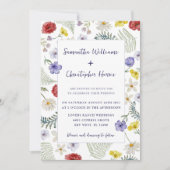 Boho Chic Wilde Bloem Watercolor Bruiloft Kaart (Voorkant)