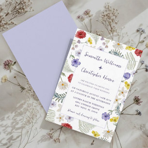 Boho Chic Wilde Bloem Watercolor Bruiloft Kaart