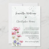Boho Chic Wilde Bloem Waterverf Bruiloft Kaart (Voorkant)