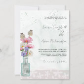Boho Chic Wilde Bloem Waterverf Bruiloft Kaart (Voorkant)