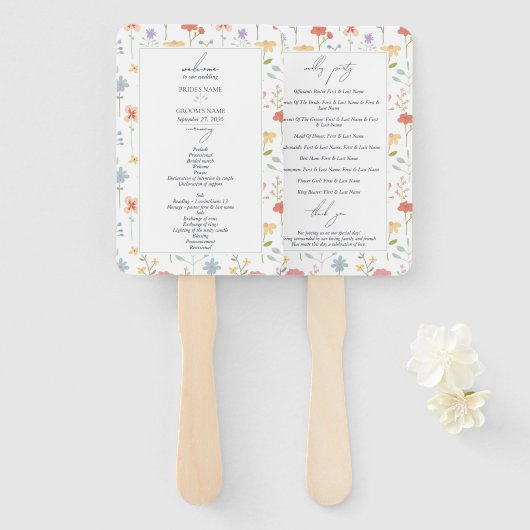 Boho Chic Wilde Bloemen Bloemstuk Bruiloft Handwaaier (Voorkant en achterkant)
