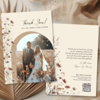 Boho Chic Wilde Bloemen Boog Foto QR Code Bruiloft