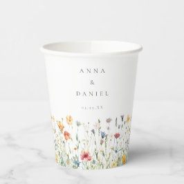 Boho Chic Wilde Bloemen Bruiloft Papieren Bekers