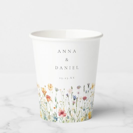 Boho Chic Wilde Bloemen Bruiloft Papieren Bekers (Links)