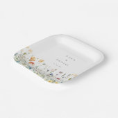 Boho Chic Wilde Bloemen Bruiloft Papieren Bordje (Gebogen)