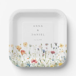 Boho Chic Wilde Bloemen Bruiloft Papieren Bordje