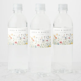 Boho Chic Wilde Bloemen Bruiloft Waterfles Etiket