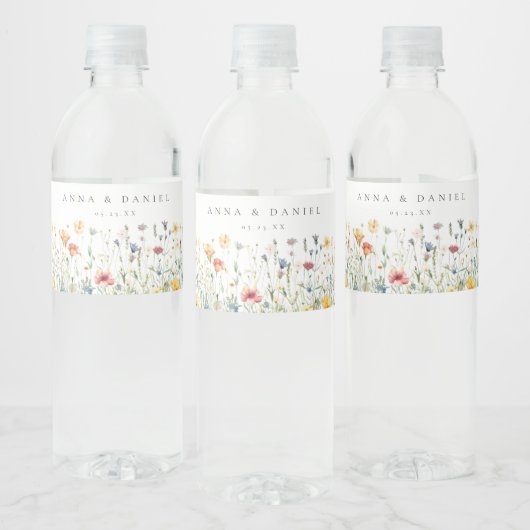 Boho Chic Wilde Bloemen Bruiloft Waterfles Etiket (Flessen)