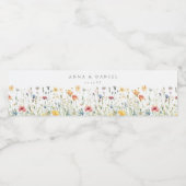 Boho Chic Wilde Bloemen Bruiloft Waterfles Etiket (Enkel label)