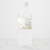 Boho Chic Wilde Bloemen Bruiloft Waterfles Etiket (Voorkant)