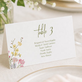 Boho Chic Wilde Bloemen Huwelijks Plaatskaarten Kaart