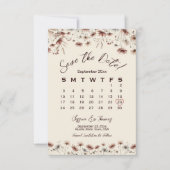 Boho Chic Wilde Bloemen Huwelijkskalender & Foto Save The Date (Voorkant)