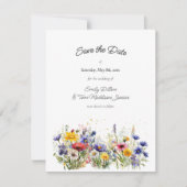 Boho Chic Wilde Bloemen Modern 3 Foto Save The Date (Voorkant)