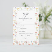 Boho Chic Wilde Bloemen Moderne Bloem Bruiloft RSVP Kaartje (Staand voorkant)