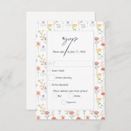 Boho Chic Wilde Bloemen Moderne Bloem Bruiloft RSVP Kaartje