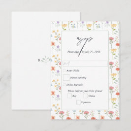 Boho Chic Wilde Bloemen Moderne Bloemige Bruiloft RSVP Kaartje