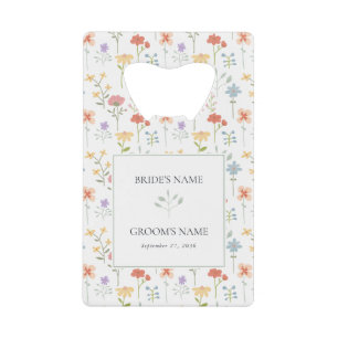 Boho Chic Wilde Bloemen Moderne Bloemige Trouwguns Creditkaart Flessenopener