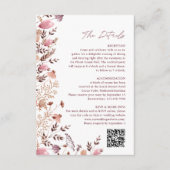 Boho Chic Wilde Bloemen QR Code Huwelijksdetails Informatiekaartje (Voorkant)