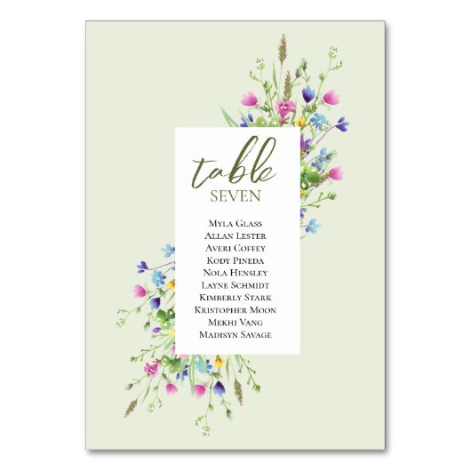 Boho chic Wilde Bloemen Script Trouw zitplaatsen Kaart (Voorkant)