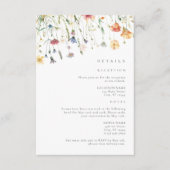 Boho Chic Wildebloem Bruiloft Details Informatiekaartje (Voorkant)