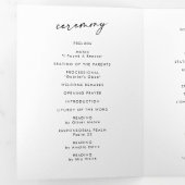 Boho Chic Wildebloem Monogram Huwelijk Drieluik Programma (Binnenzijde eerst)