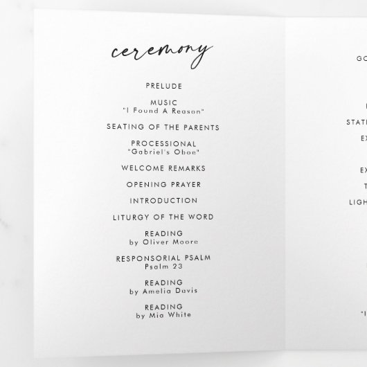 Boho Chic Wildebloem Monogram Huwelijk Drieluik Programma (Binnenzijde eerst)
