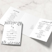Boho Chic Wildebloem Monogram Huwelijk Drieluik Programma