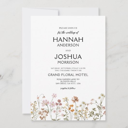 Boho Chic Wildflower Alles in één kleurrijke bruil Kaart (Voorkant)